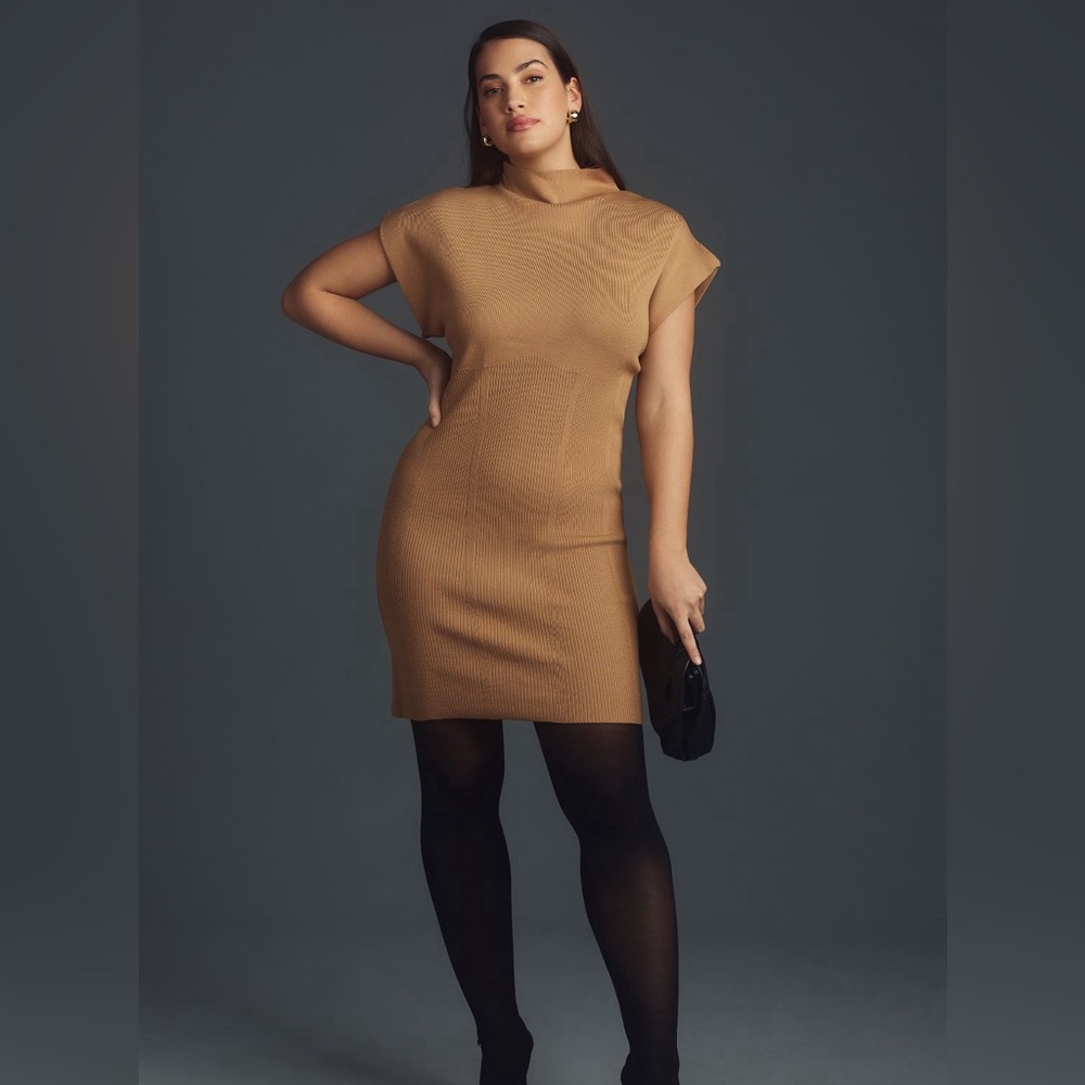✨ Anthropologie Mock-Neck Mini Dress Sz XL - Picture 4 of 11